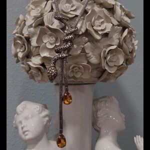 Vintage David Schorr ID DS sterling & 18k Gold Citrine Snake serpent Necklace